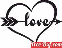 download love Sign heart with arrow gift for valentines free ready for cut