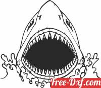 download outline shark mouth open free ready for cut