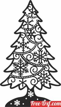 download christmas tree wall with flakes free ready for cut