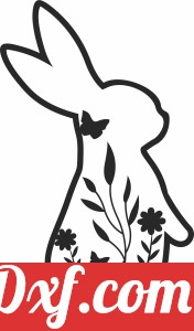 Floral easter bunny silhouette happy easter