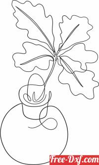 download one line drawing plant in pot free ready for cut