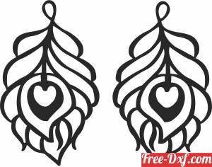 download leaves with heart earrings free ready for cut