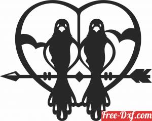 download heart arrow with birds free ready for cut