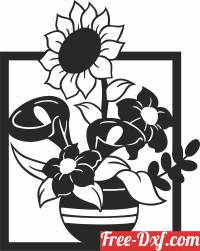 download sunflower floral pot free ready for cut