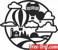 download Hot air balloon scene free ready for cut