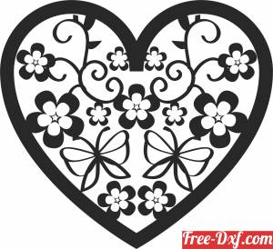 download floral Hearts Valentine's Day free ready for cut