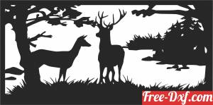download deer scene forest clipart free ready for cut
