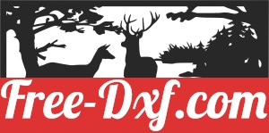 deer scene forest clipart