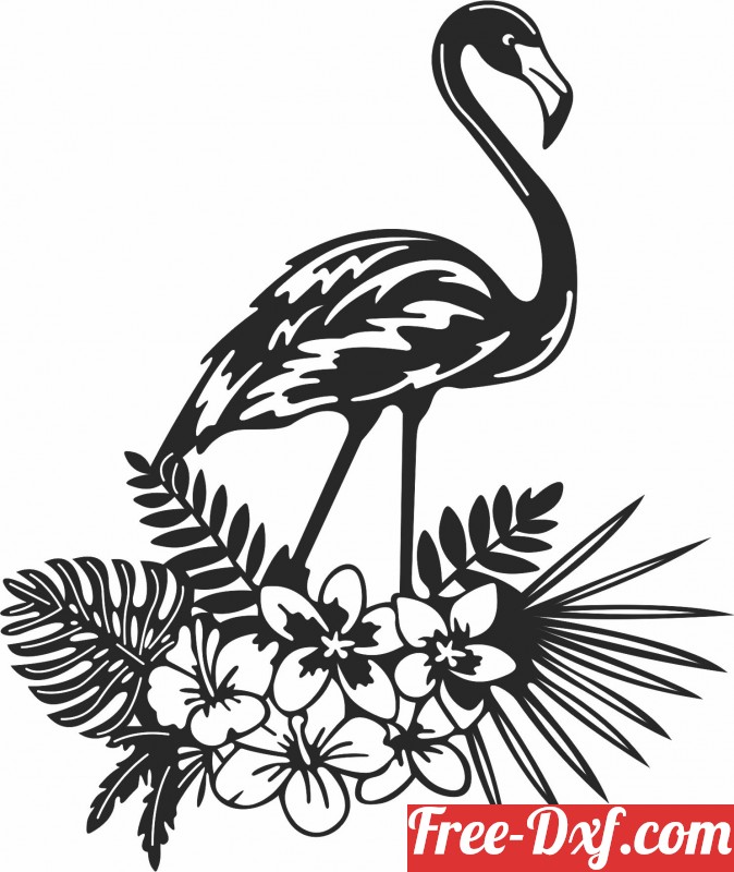 Download Floral flamingo flower Ql5yx High quality free Dxf files