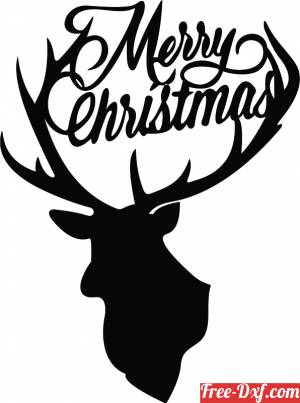 download Merry christmas deer wall sign free ready for cut