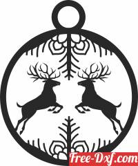 download Christmas decoration deers ornament free ready for cut