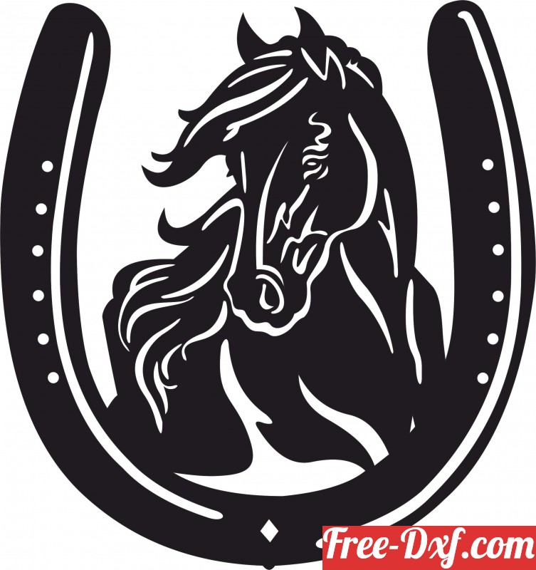 Download Horse and horseshoe sign QpsQ6 High quality free Dxf fil