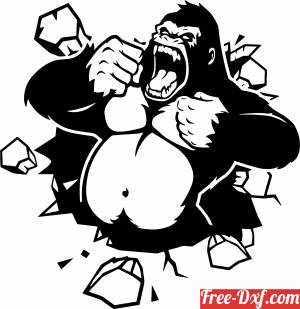 download Angry gorilla breaking the wall free ready for cut