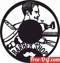 download Barber Shop wall vinyl clock free ready for cut
