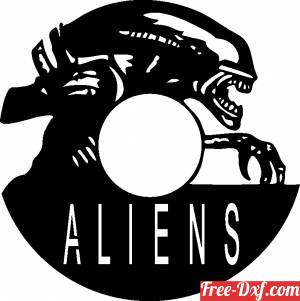 download Aliens wall vinyl clock free ready for cut