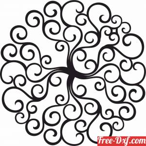 download Mandala pattern branche tree wall decor free ready for cut