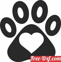download Dog Paw hearts clipart free ready for cut