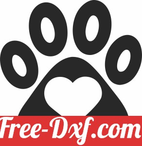 Dog Paw hearts clipart