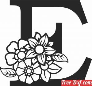 download Monogram Letter E with flowers free ready for cut
