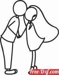 download Stick figure couple kissing free ready for cut