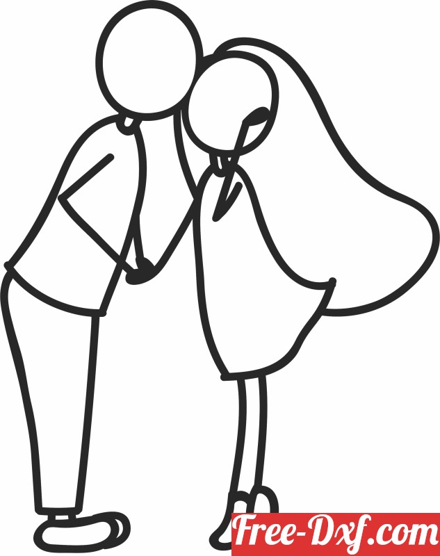 Download Stick figure couple kissing SMDxd High quality free Dxf