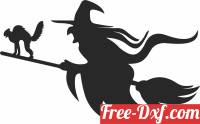 download Halloween witch and cat silhouette free ready for cut