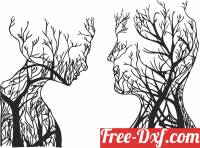download Tree Couple Face Shape free ready for cut
