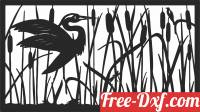 download Heron scene wall art panel free ready for cut