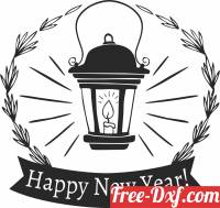 download happy new year vintage lamp free ready for cut