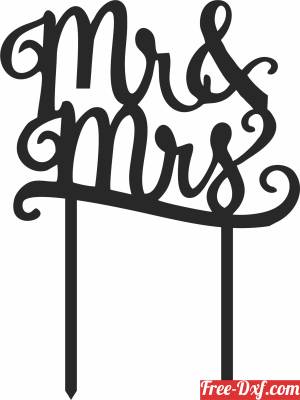 download mr and mrs wedding cake topper free ready for cut