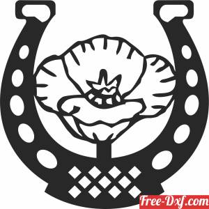 download Horse Shoe with flower free ready for cut