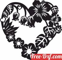 download Heart love floral sign gift for valentine free ready for cut