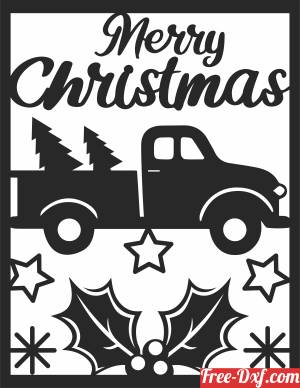 download merry christmas truck with tree free ready for cut