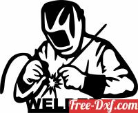 download Welder Silhouette iron man sign free ready for cut