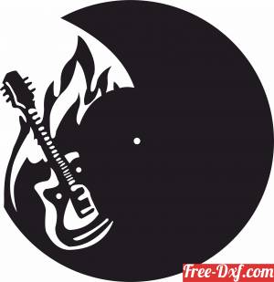 download guitar wall clock free ready for cut