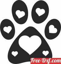 download Dog Paw hearts clipart free ready for cut