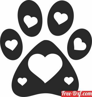 download Dog Paw hearts clipart free ready for cut