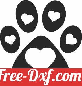 Dog Paw hearts clipart