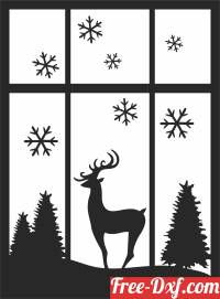 download Christmas Window deer Scene free ready for cut