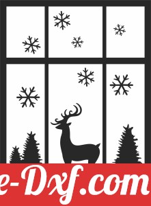 Christmas Window deer Scene