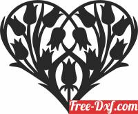download decorative heart with flowers art free ready for cut