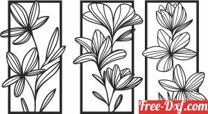download 3 Flower wall art free ready for cut