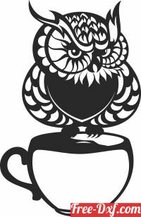 download owl on coffee pot free ready for cut