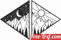 download mountain moon and sun scene wall decor free ready for cut