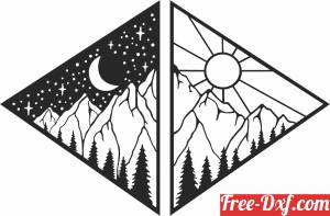 download mountain moon and sun scene wall decor free ready for cut