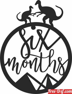 download Baby six months Milestone dinosaur free ready for cut