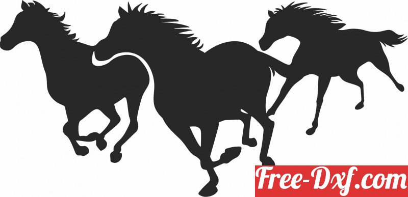 Download Running Horses Wall Art VQBX9 High quality free Dxf file