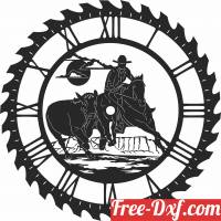 download cowboy sceen saw wall clock free ready for cut