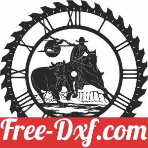 cowboy sceen saw wall clock
