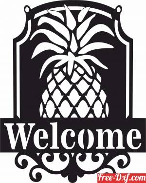 download Pineapple Welcome Plaque free ready for cut